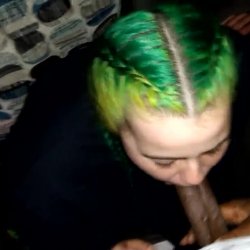 Green Haired White Thot Sucks Bbc